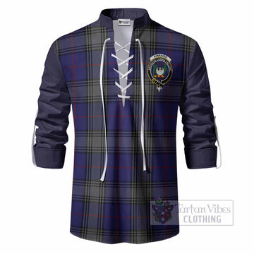 Kinnaird Tartan Accent Ghillie Shirt with Family Crest