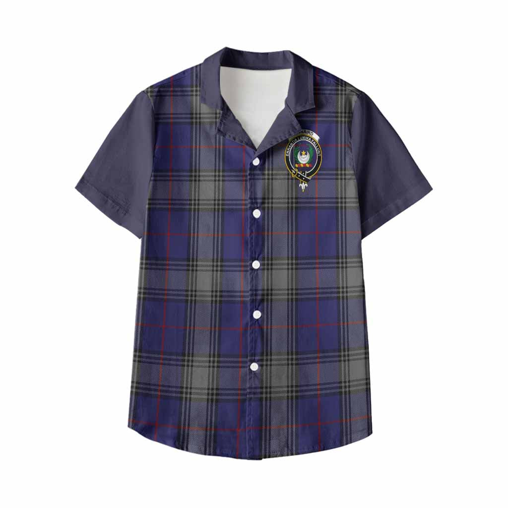 Kinnaird Tartan Accent Kid Hawaiian Shirt with Family Crest
