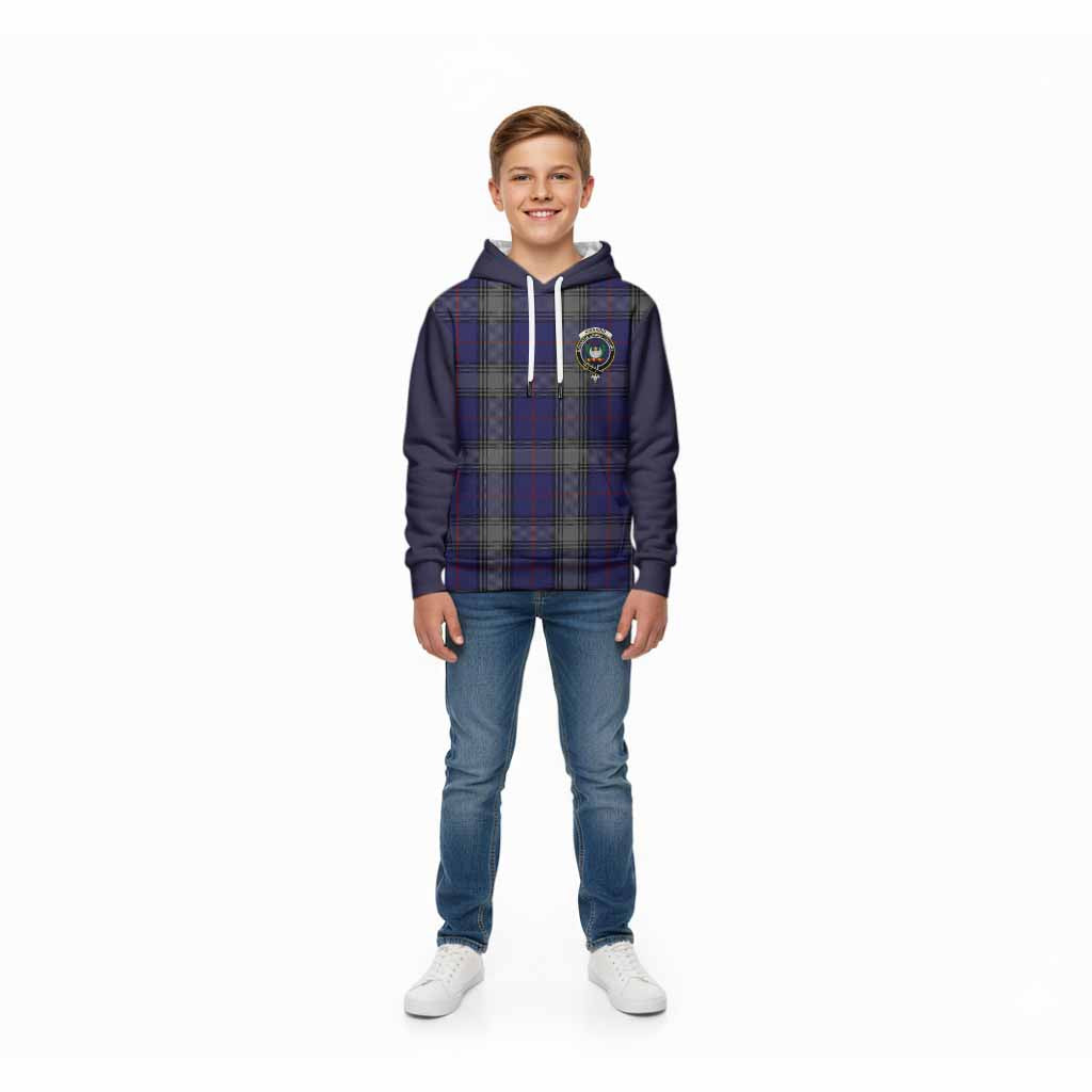 Kinnaird Tartan Accent Kid Hoodie with Family Crest