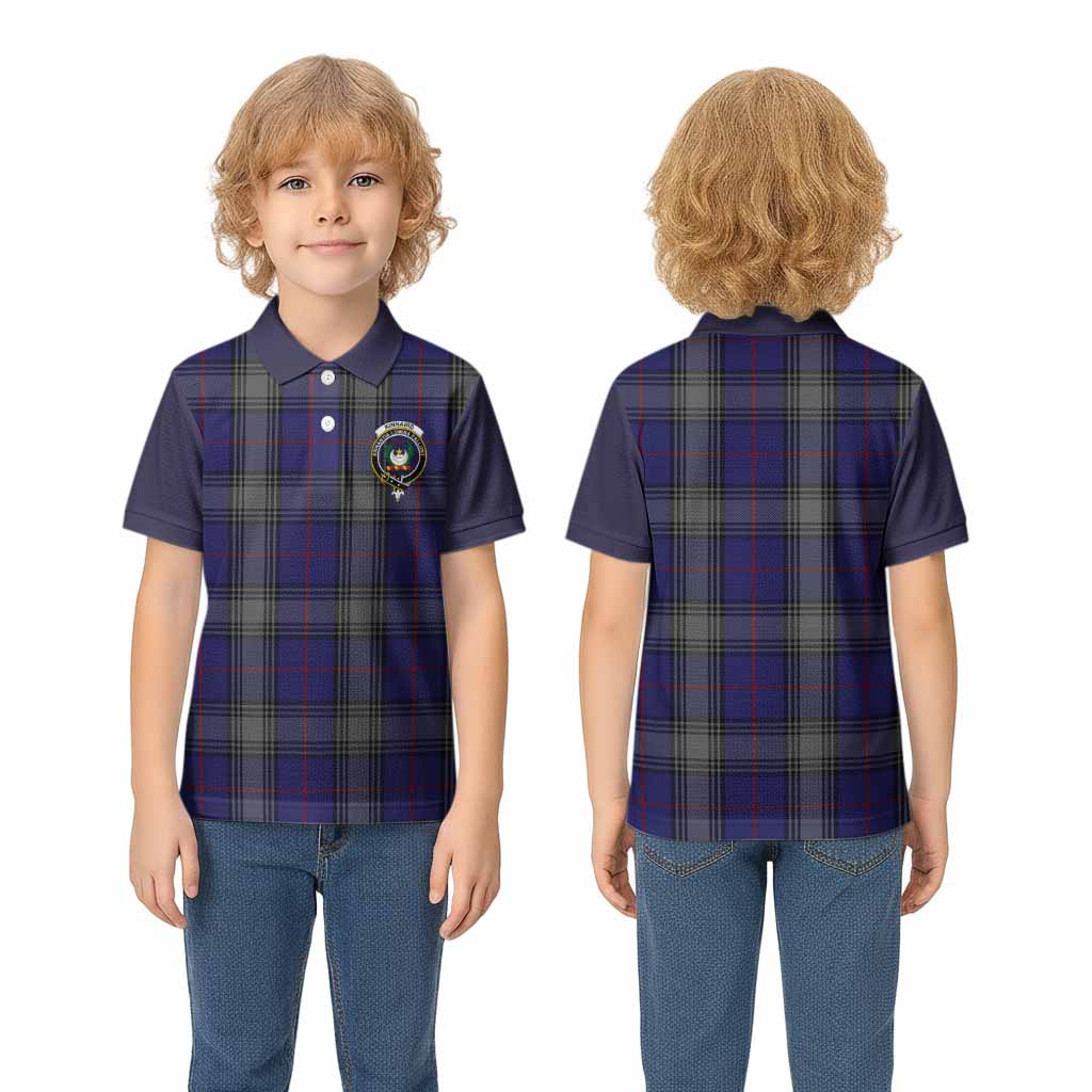 Kinnaird Tartan Accent Kid Polo Shirt with Family Crest