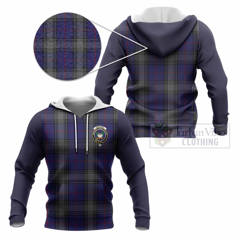 Kinnaird Tartan Accent Knitted Hoodie with Family Crest