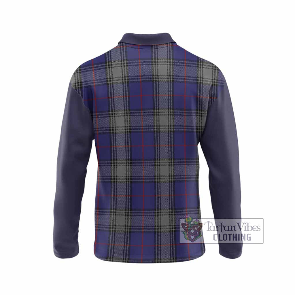 Kinnaird Tartan Accent Long Sleeve Polo Shirt with Family Crest