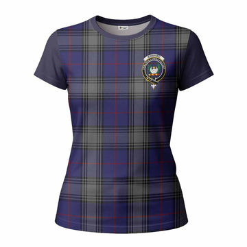 Kinnaird Tartan Accent Women T shirt with Family Crest