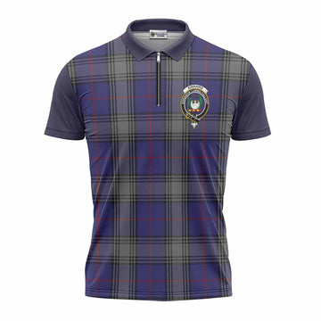Kinnaird Tartan Accent Zipper Polo Shirt with Family Crest