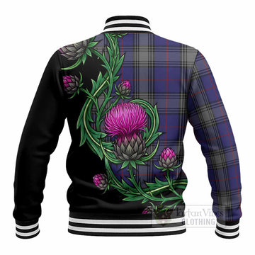 Kinnaird Tartan Baseball Jacket Resilient Scottish Thistle - Tartan Vibes Clothing