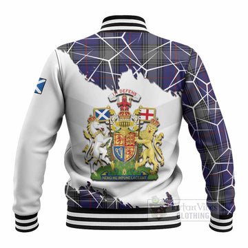 Kinnaird Tartan Baseball Jacket with Family Crest and Lion Rampant Grunge Style
