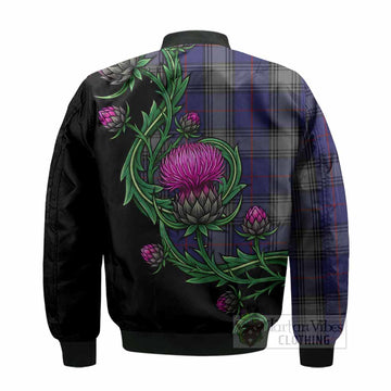 Kinnaird Tartan Bomber Jacket Resilient Scottish Thistle - Tartan Vibes Clothing