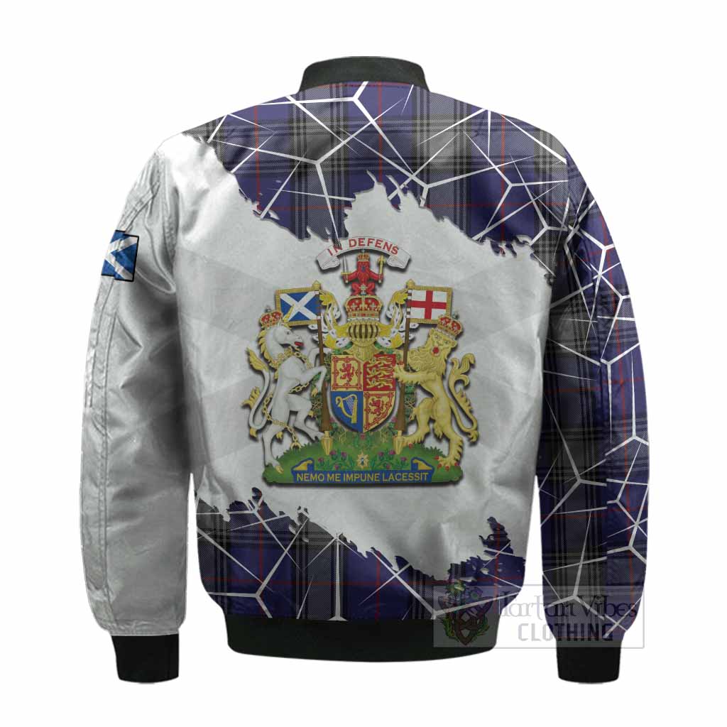 Kinnaird Tartan Bomber Jacket with Family Crest and Lion Rampant Grunge Style