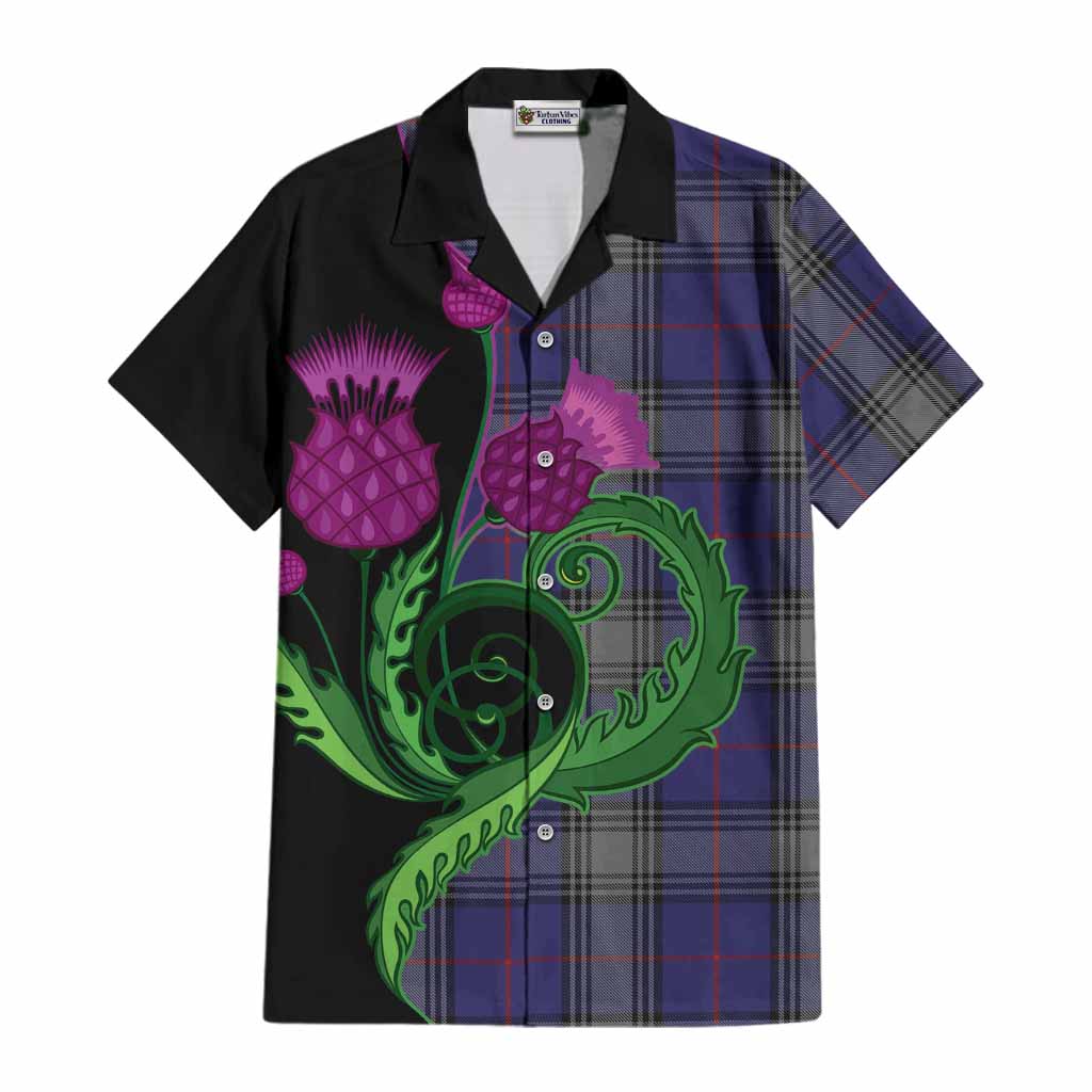 Kinnaird Tartan Cotton Hawaiian Shirt Traditional Scottish Thistle