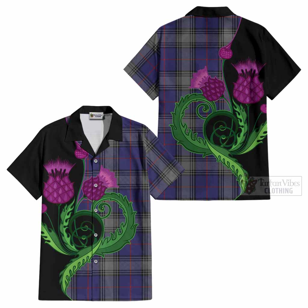Kinnaird Tartan Cotton Hawaiian Shirt Traditional Scottish Thistle