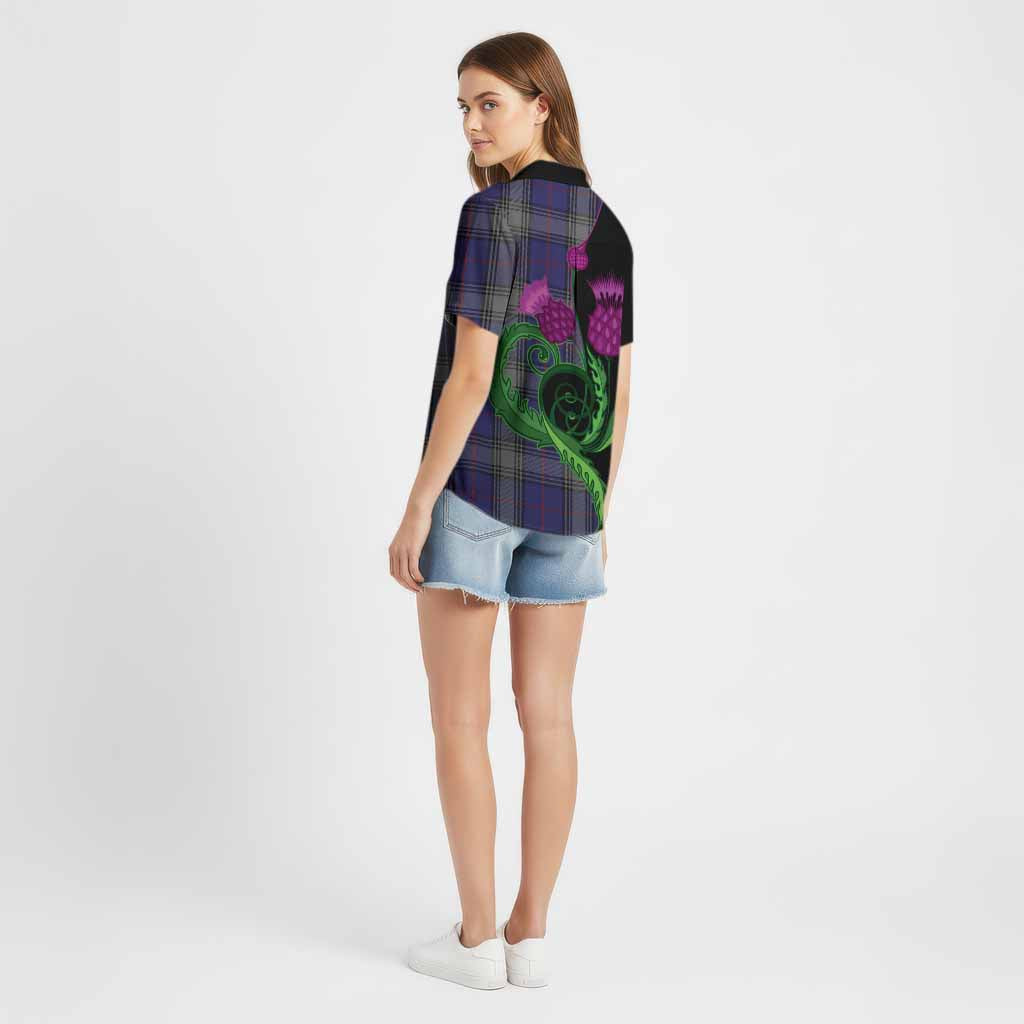 Kinnaird Tartan Cotton Hawaiian Shirt Traditional Scottish Thistle