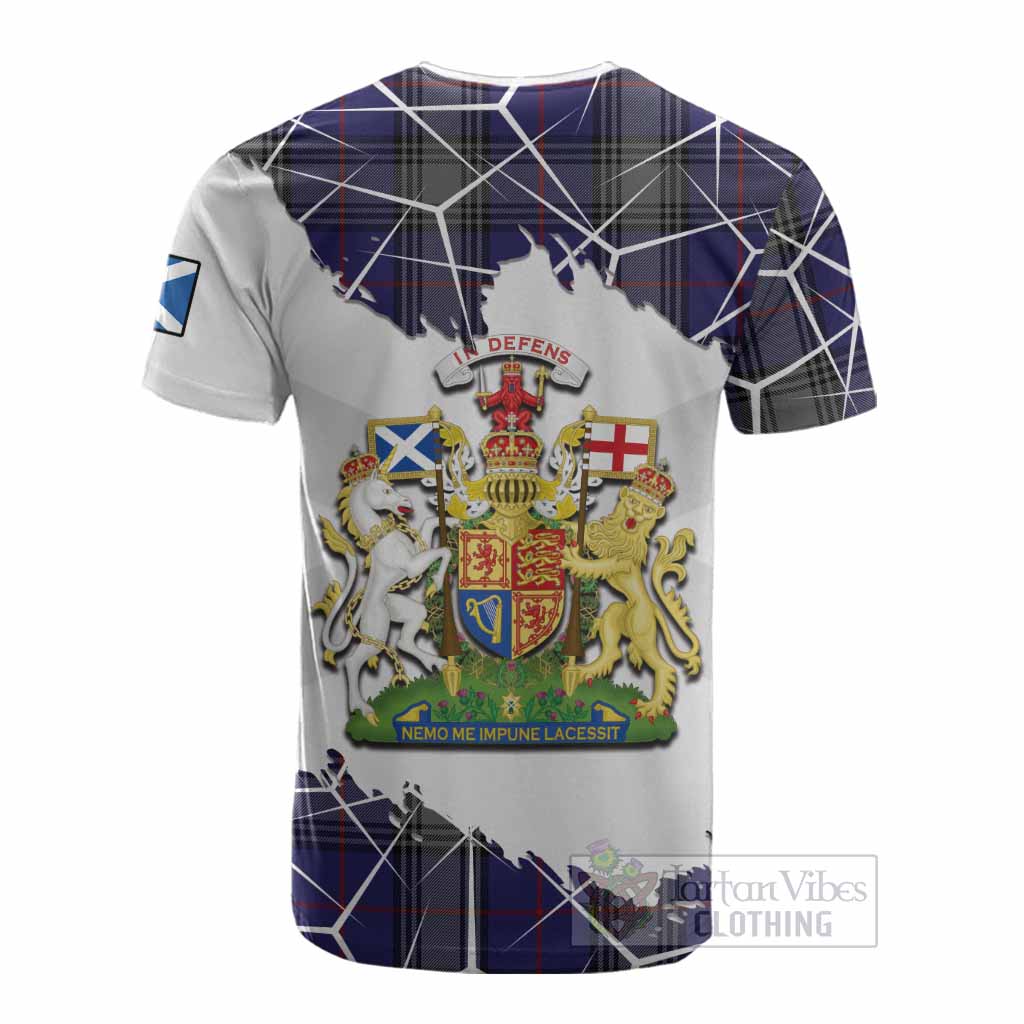 Kinnaird Tartan Cotton T-shirt with Family Crest and Lion Rampant Grunge Style