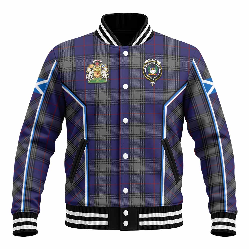 Kinnaird Tartan Crest Baseball Jacket Scotland Coat of Arm Flag Style - Tartan Vibes Clothing