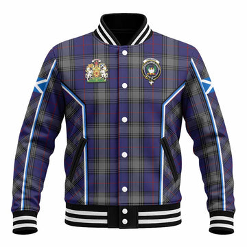 Kinnaird Tartan Crest Baseball Jacket Scotland Coat of Arm Flag Style