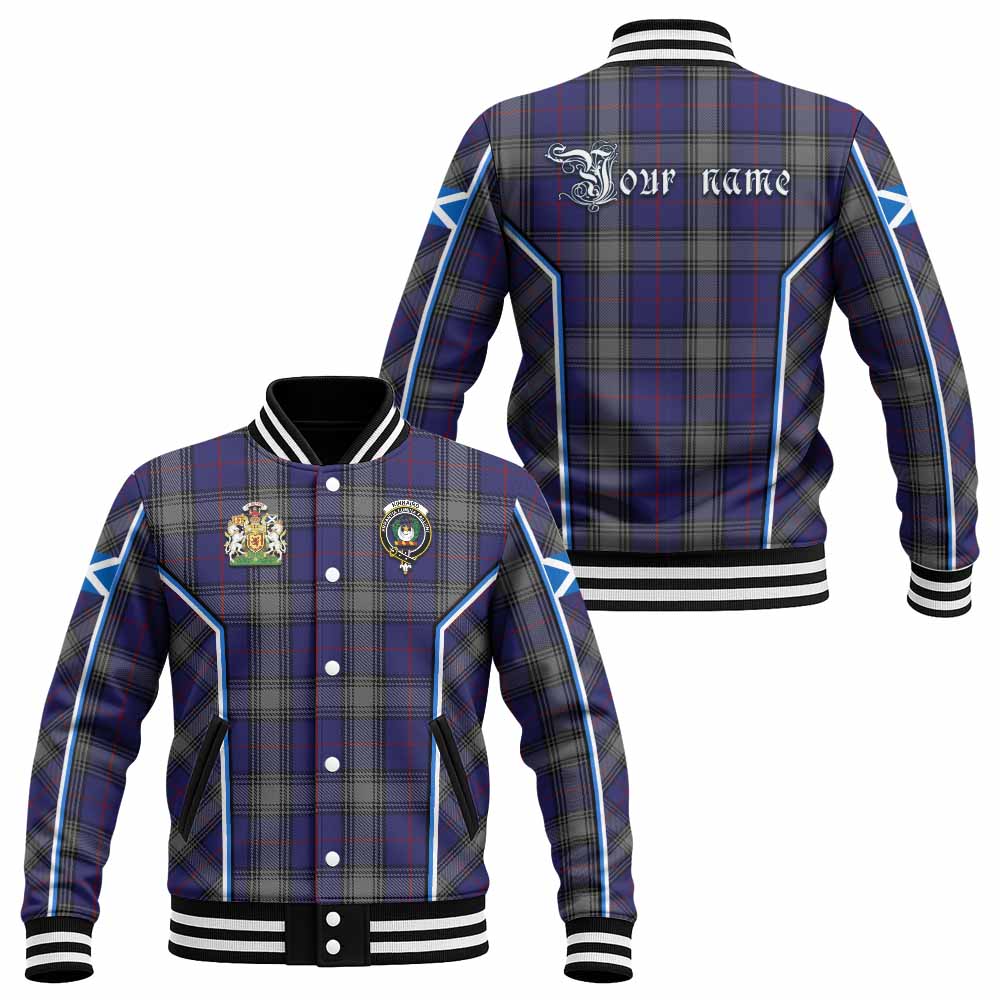Kinnaird Tartan Crest Baseball Jacket Scotland Coat of Arm Flag Style - Tartan Vibes Clothing