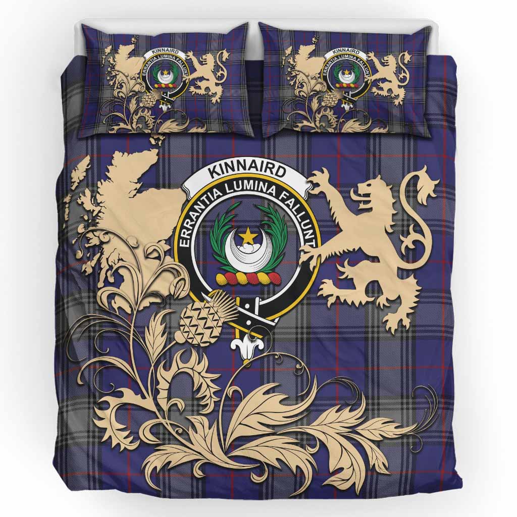 Kinnaird Tartan Crest Bedding Set with Scottish Iconic Symbols 