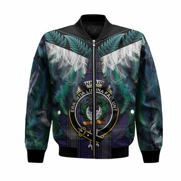 Kinnaird Tartan Crest Bomber Jacket New Zealand Maori Korowai Cloak