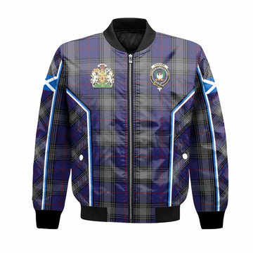 Kinnaird Tartan Crest Bomber Jacket Scotland Coat of Arm Flag Style