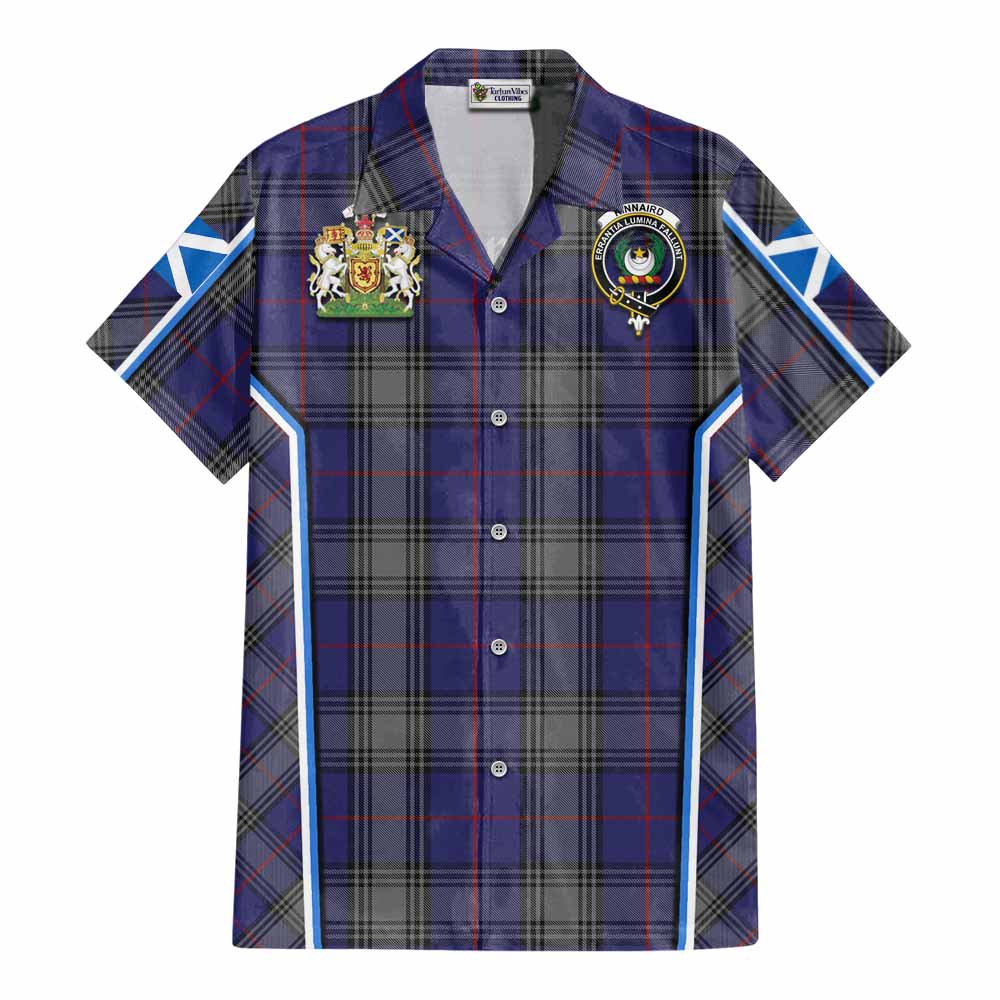 Kinnaird Tartan Crest Cotton Hawaiian Shirt Scotland Coat of Arm Flag Style - Tartan Vibes Clothing