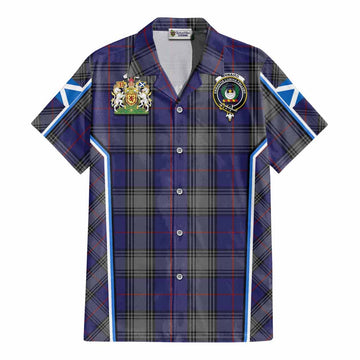 Kinnaird Tartan Crest Cotton Hawaiian Shirt Scotland Coat of Arm Flag Style - Tartan Vibes Clothing