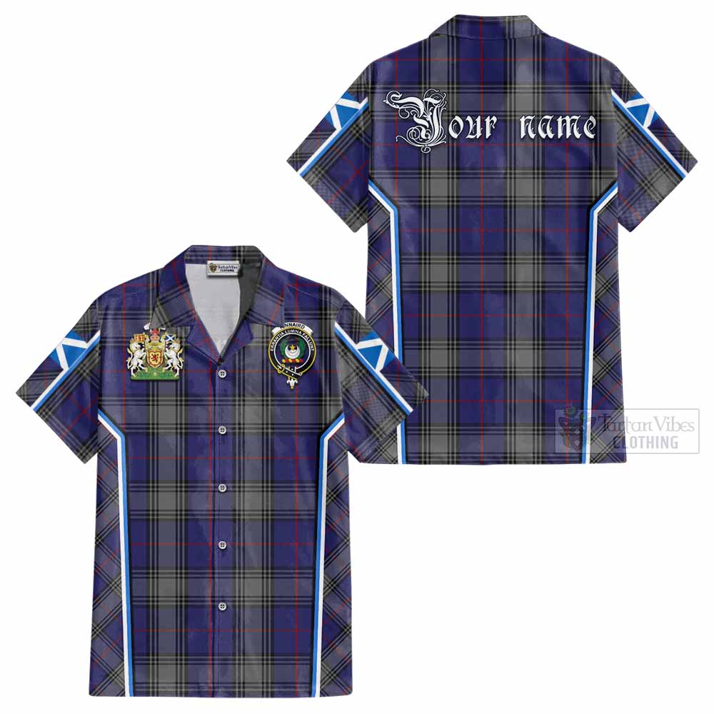 Kinnaird Tartan Crest Cotton Hawaiian Shirt Scotland Coat of Arm Flag Style - Tartan Vibes Clothing