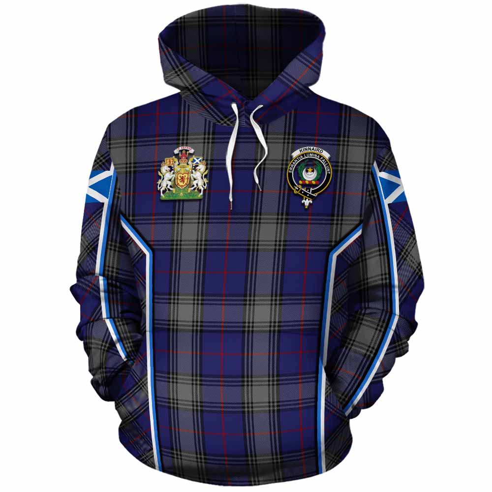 Kinnaird Tartan Crest Cotton Hoodie Scotland Coat of Arm Flag Style - Tartan Vibes Clothing