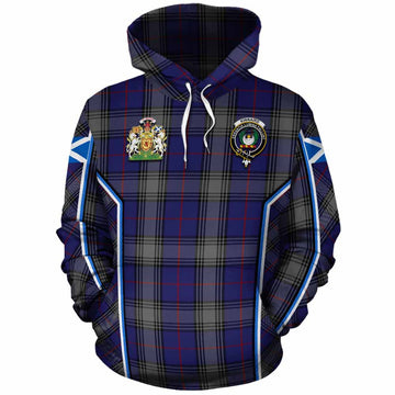 Kinnaird Tartan Crest Cotton Hoodie Scotland Coat of Arm Flag Style - Tartan Vibes Clothing