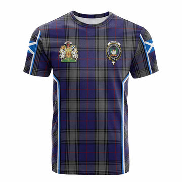 Kinnaird Tartan Crest Cotton T-shirt Scotland Coat of Arm Flag Style