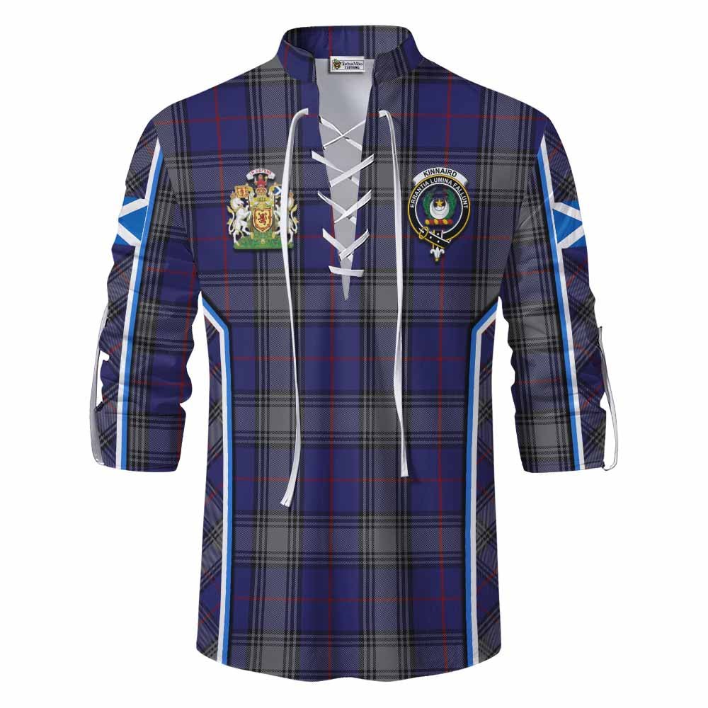 Kinnaird Tartan Crest Ghillie Kilt Shirt Scotland Coat of Arm Flag Style - Tartan Vibes Clothing
