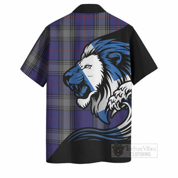 Kinnaird Tartan Crest Hawaiian Shirt Scottish Golden Lions Wave Flow