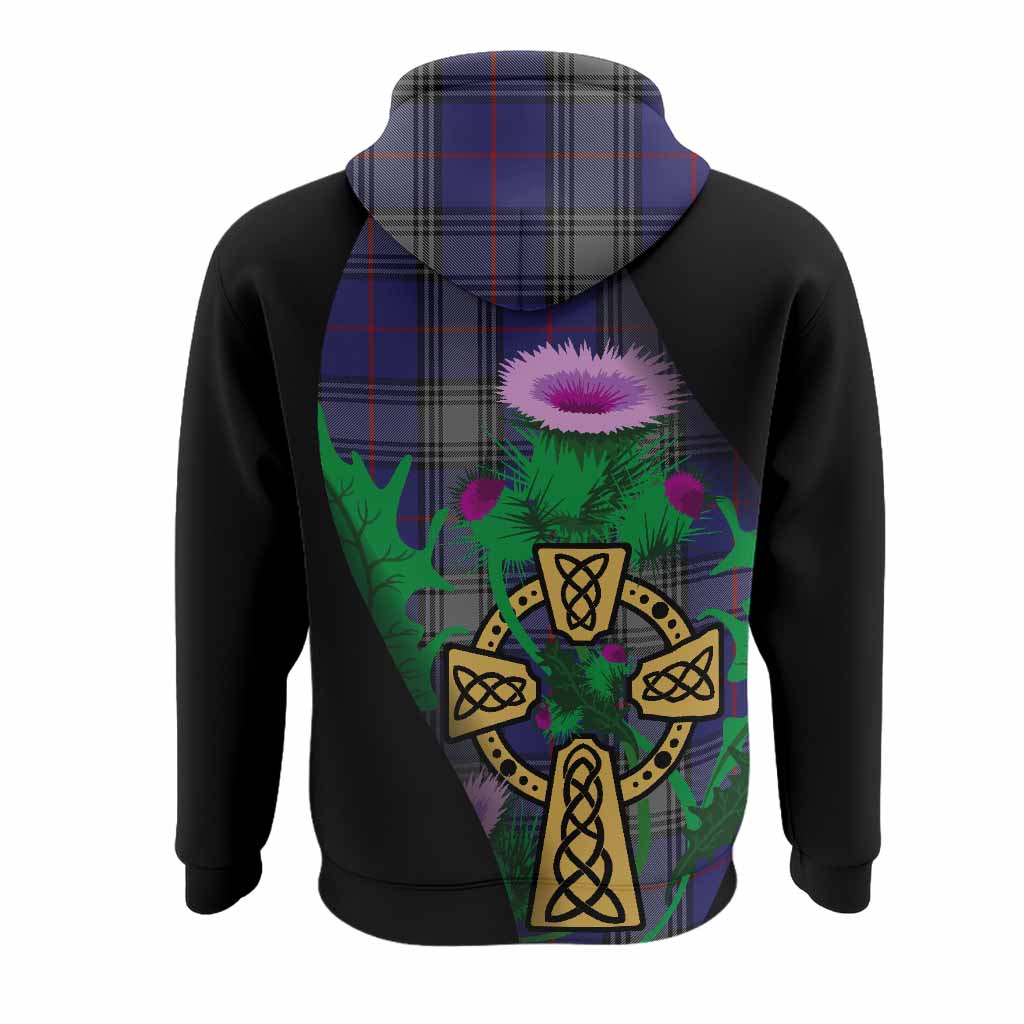 Kinnaird Tartan Crest Hoodie Celtic Cross Thistle Flowers