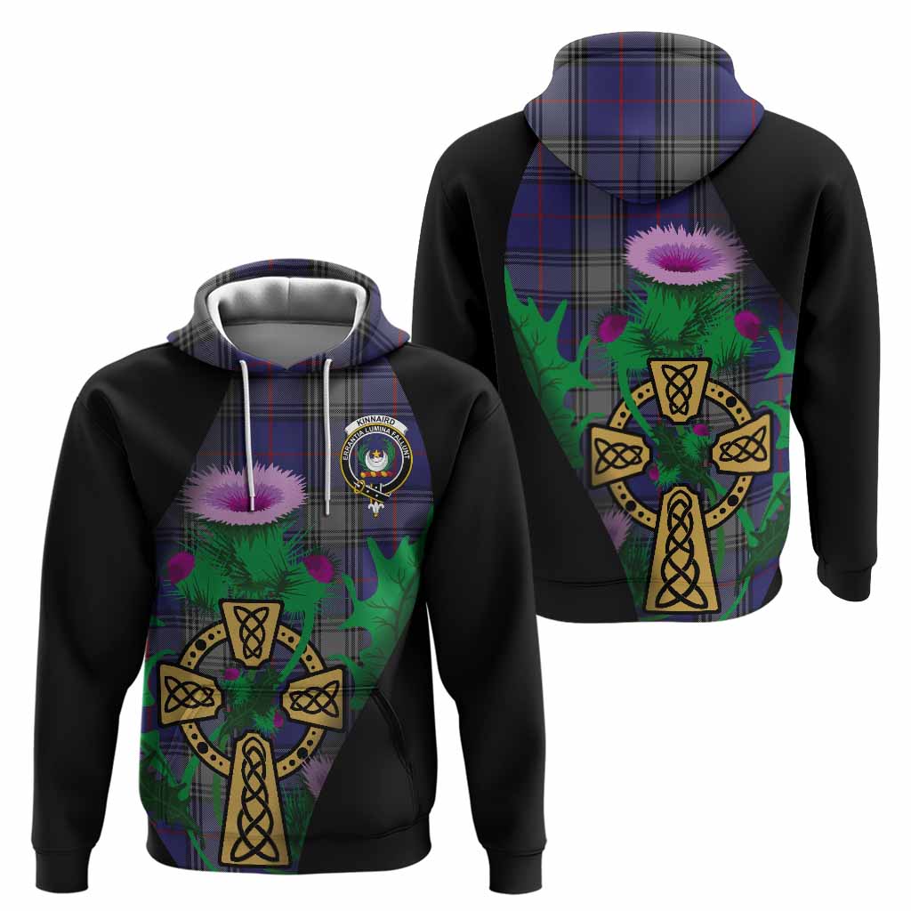 Kinnaird Tartan Crest Hoodie Celtic Cross Thistle Flowers