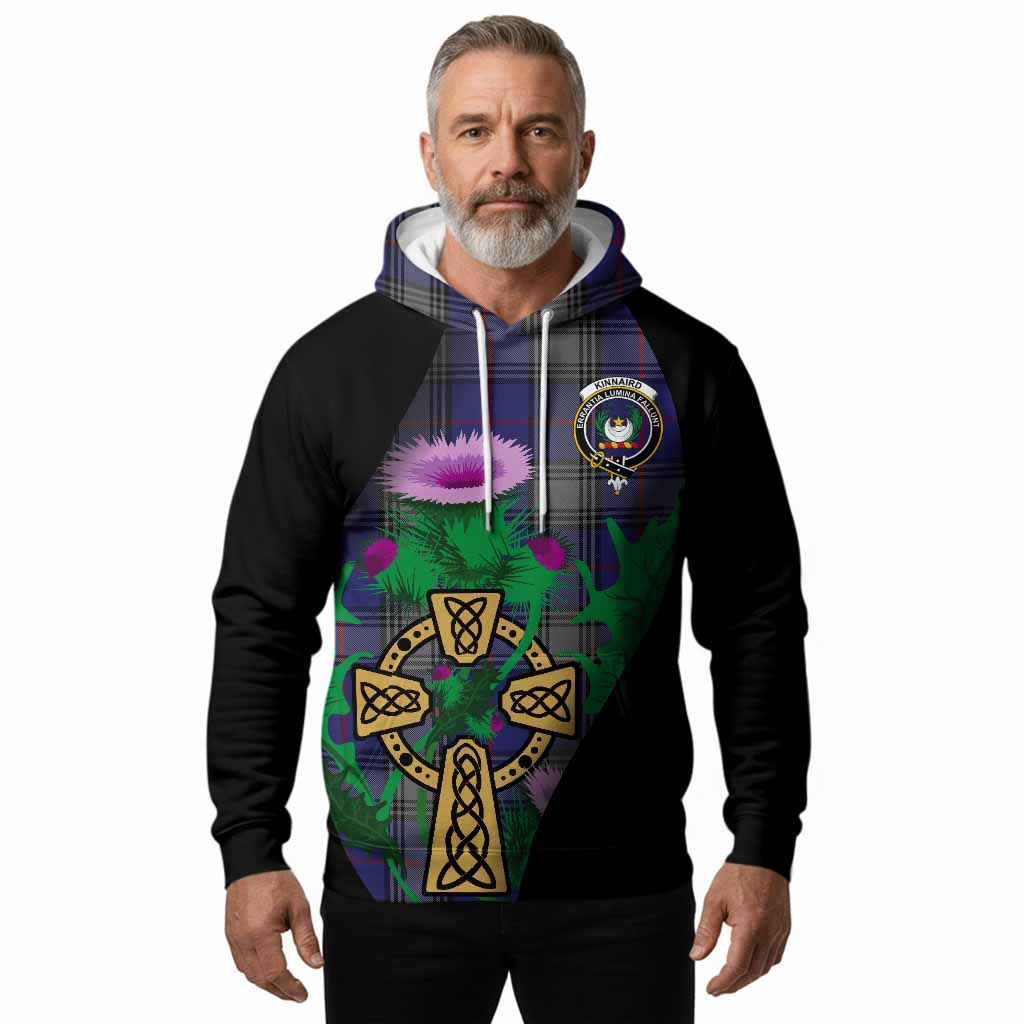 Kinnaird Tartan Crest Hoodie Celtic Cross Thistle Flowers