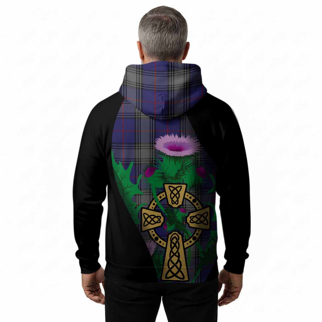 Kinnaird Tartan Crest Hoodie Celtic Cross Thistle Flowers