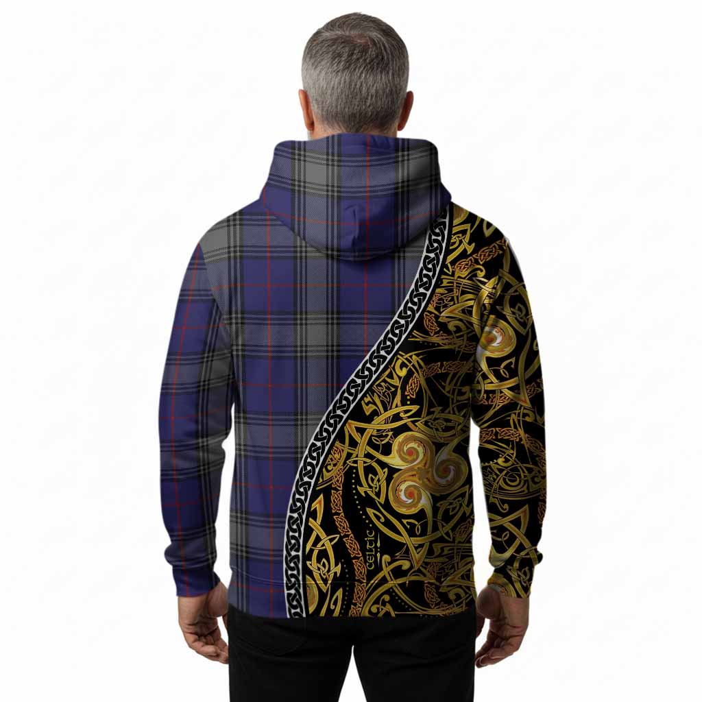 Kinnaird Tartan Crest Hoodie Celtic Knot and Triple Trickle Spiral Symbols