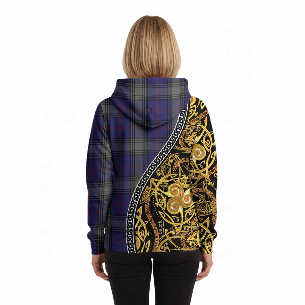 Kinnaird Tartan Crest Hoodie Celtic Knot and Triple Trickle Spiral Symbols