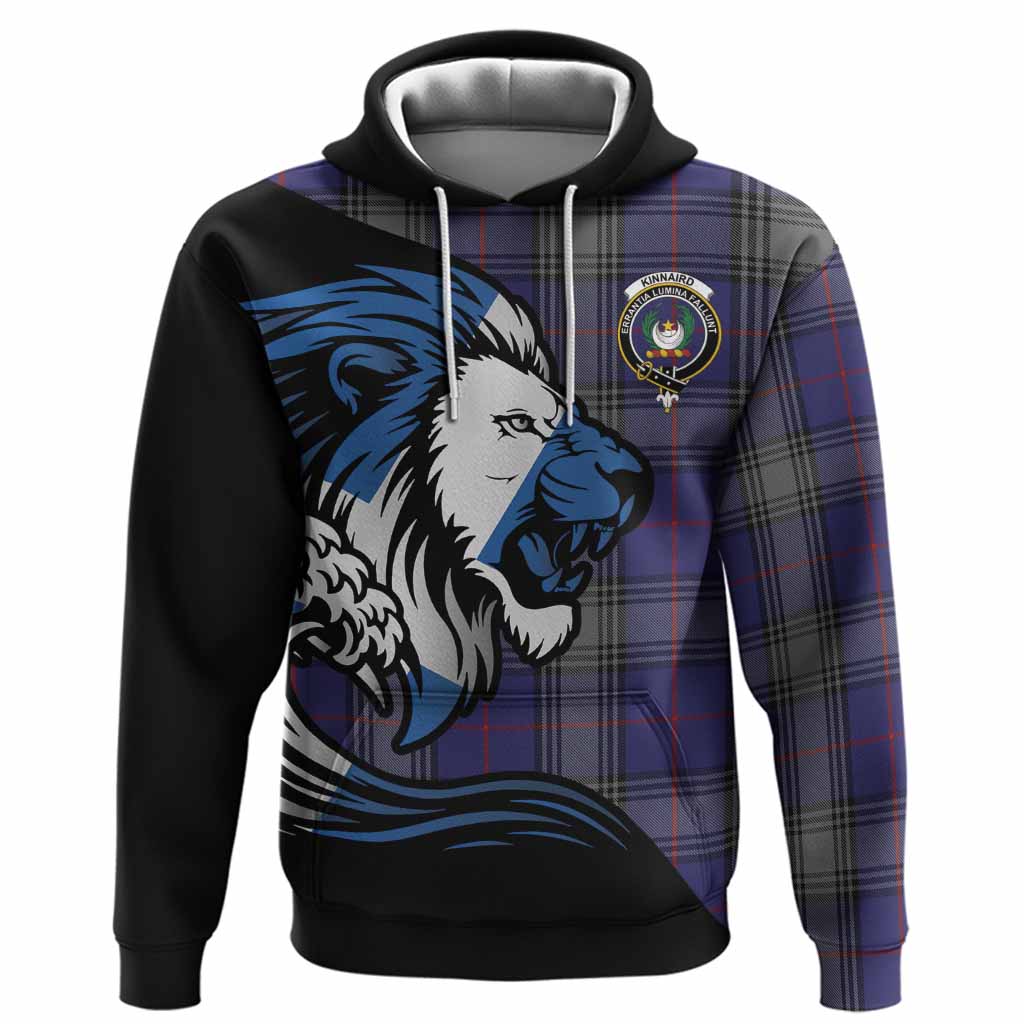 Kinnaird Tartan Crest Hoodie Scottish Golden Lions Wave Flow