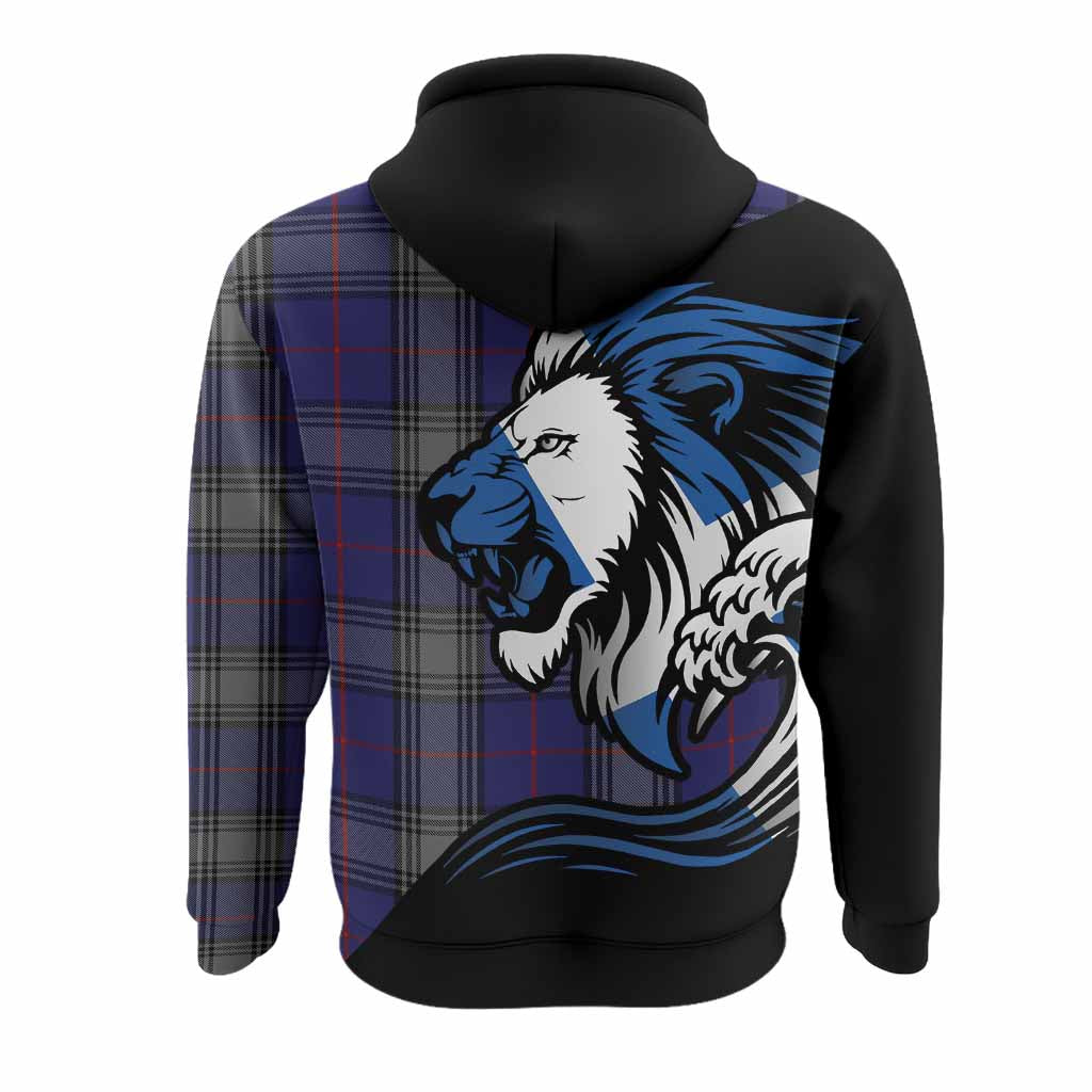 Kinnaird Tartan Crest Hoodie Scottish Golden Lions Wave Flow
