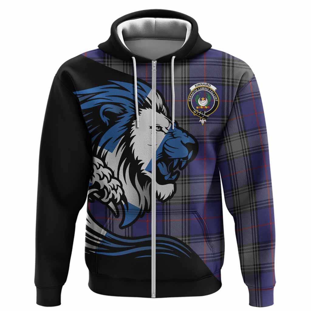 Kinnaird Tartan Crest Hoodie Scottish Golden Lions Wave Flow