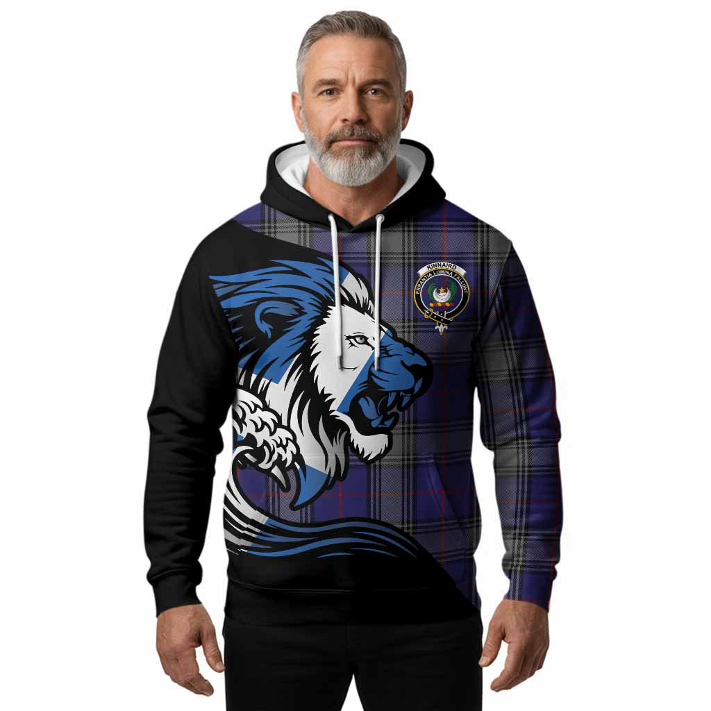 Kinnaird Tartan Crest Hoodie Scottish Golden Lions Wave Flow