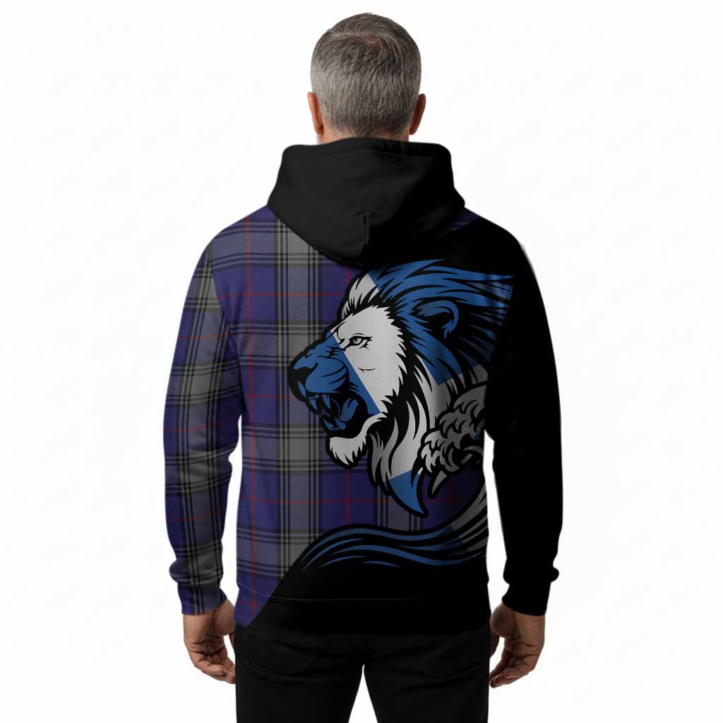 Kinnaird Tartan Crest Hoodie Scottish Golden Lions Wave Flow