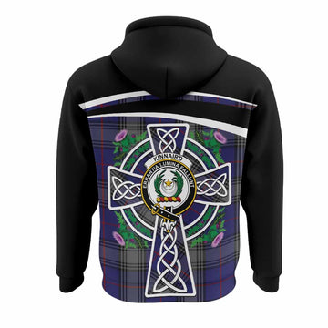 Kinnaird Tartan Crest Hoodie Scottish Thistle Celtic Cross Alba Gu Brath