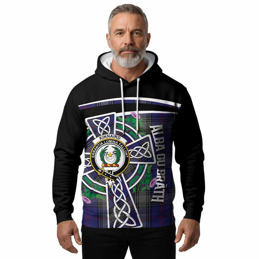 Kinnaird Tartan Crest Hoodie Scottish Thistle Celtic Cross Alba Gu Brath
