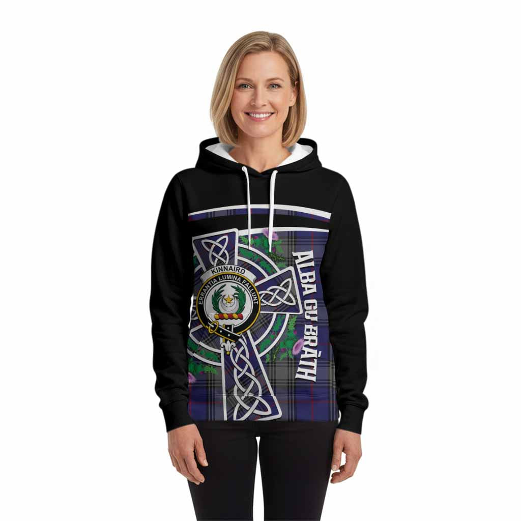 Kinnaird Tartan Crest Hoodie Scottish Thistle Celtic Cross Alba Gu Brath