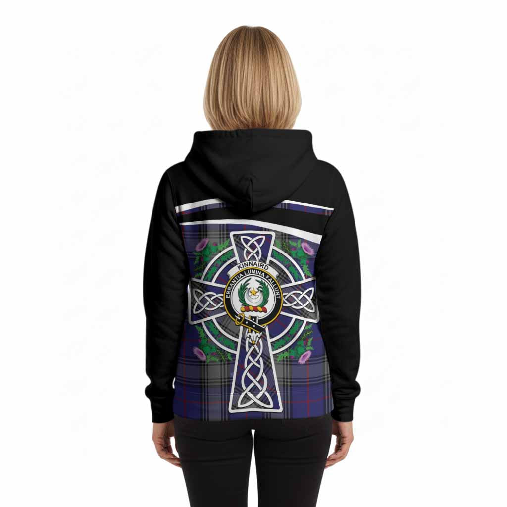 Kinnaird Tartan Crest Hoodie Scottish Thistle Celtic Cross Alba Gu Brath