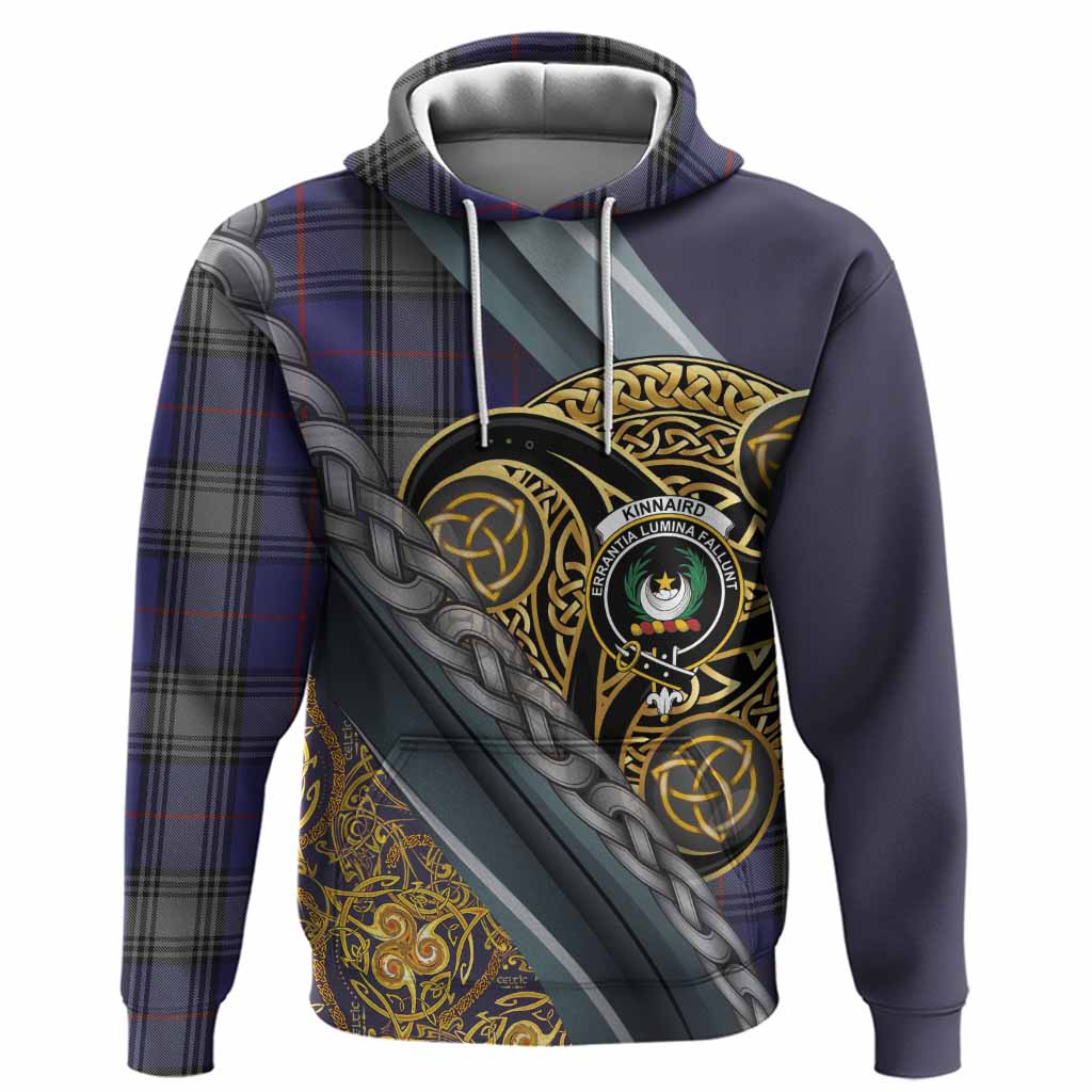 Kinnaird Tartan Crest Hoodie Scottish Triskele Celtic