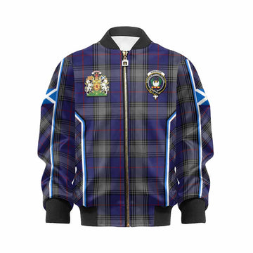 Kinnaird Tartan Crest Kid Bomber Jacket Scotland Coat of Arm Flag Style
