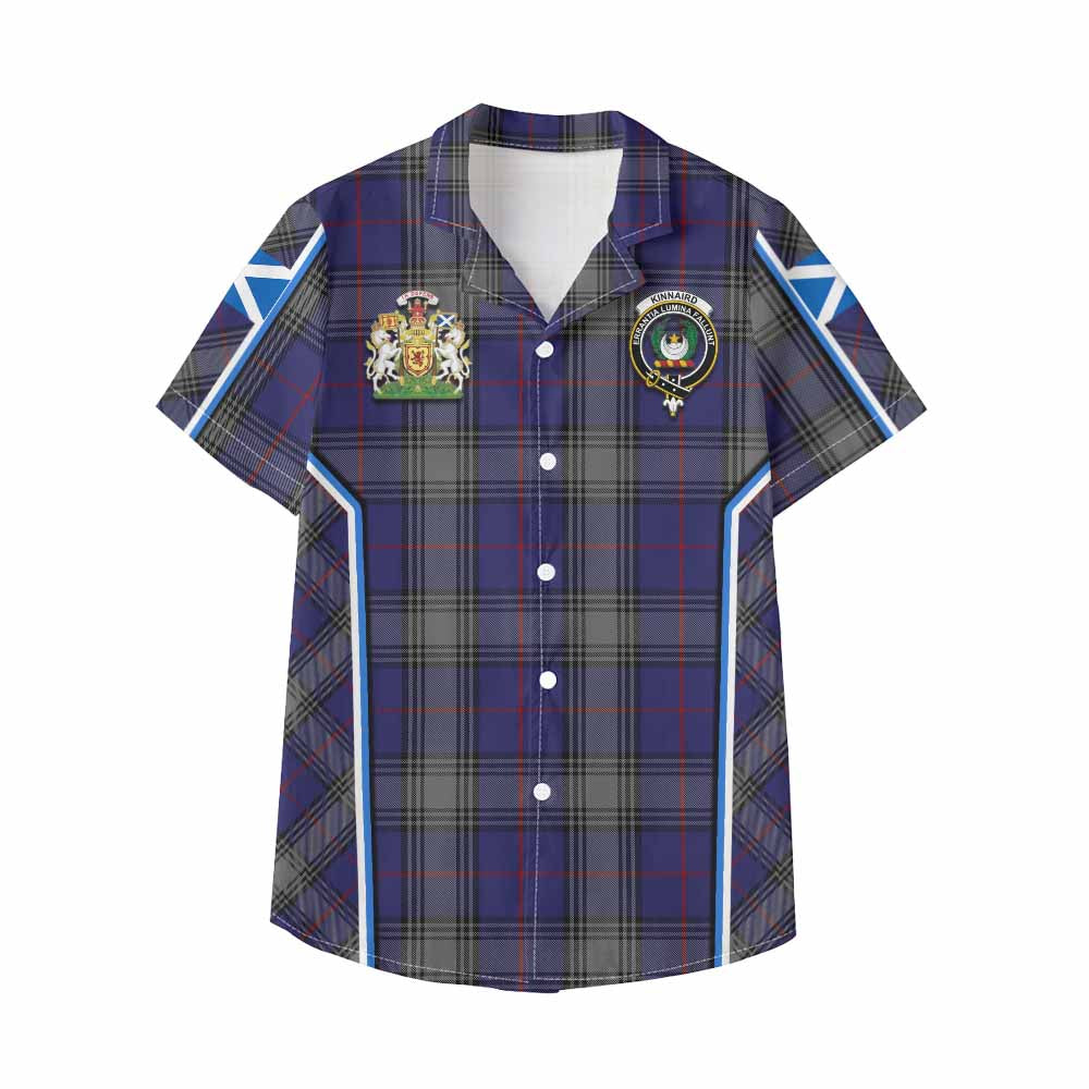 Kinnaird Tartan Crest Kid Hawaiian Shirt Scotland Coat of Arm Flag Style - Tartan Vibes Clothing