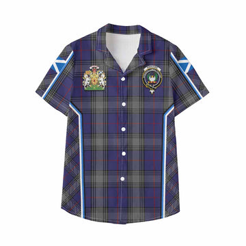 Kinnaird Tartan Crest Kid Hawaiian Shirt Scotland Coat of Arm Flag Style
