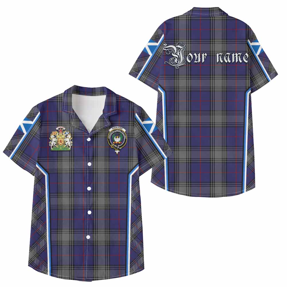 Kinnaird Tartan Crest Kid Hawaiian Shirt Scotland Coat of Arm Flag Style - Tartan Vibes Clothing
